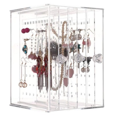 Dustproof Jewelry Screen Hanger Organizer Earrings Holder 3 Drawers Necklace Chains Acrylic Display Stands